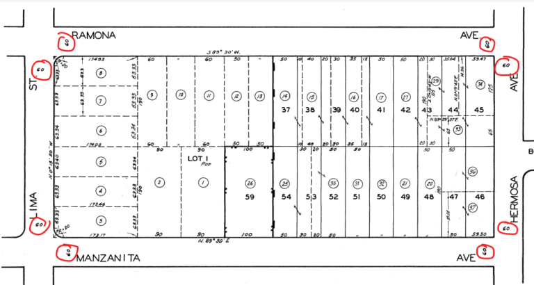 1960s City Assessor Paper Map containing Rights of Way